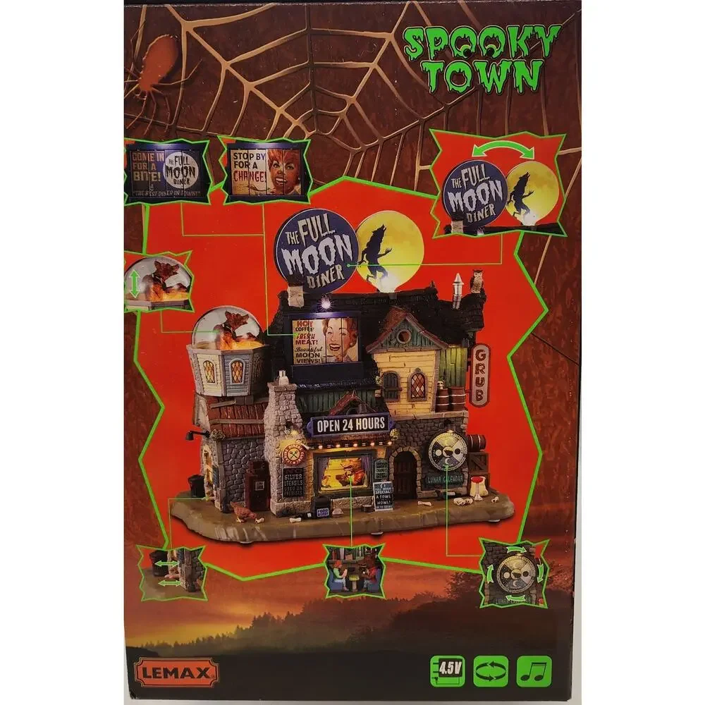 Lemax Spooky Town THE FULL MOON DINER #35012 2023 Sights & Sounds werewolf*nib